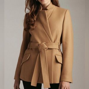 Elegant Tan Women's Belted Jacket